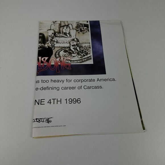 1996 Napalm Death Cursed Tour & Carcass Swansong Double Sided Promo Poster VTG - Picture 6 of 7